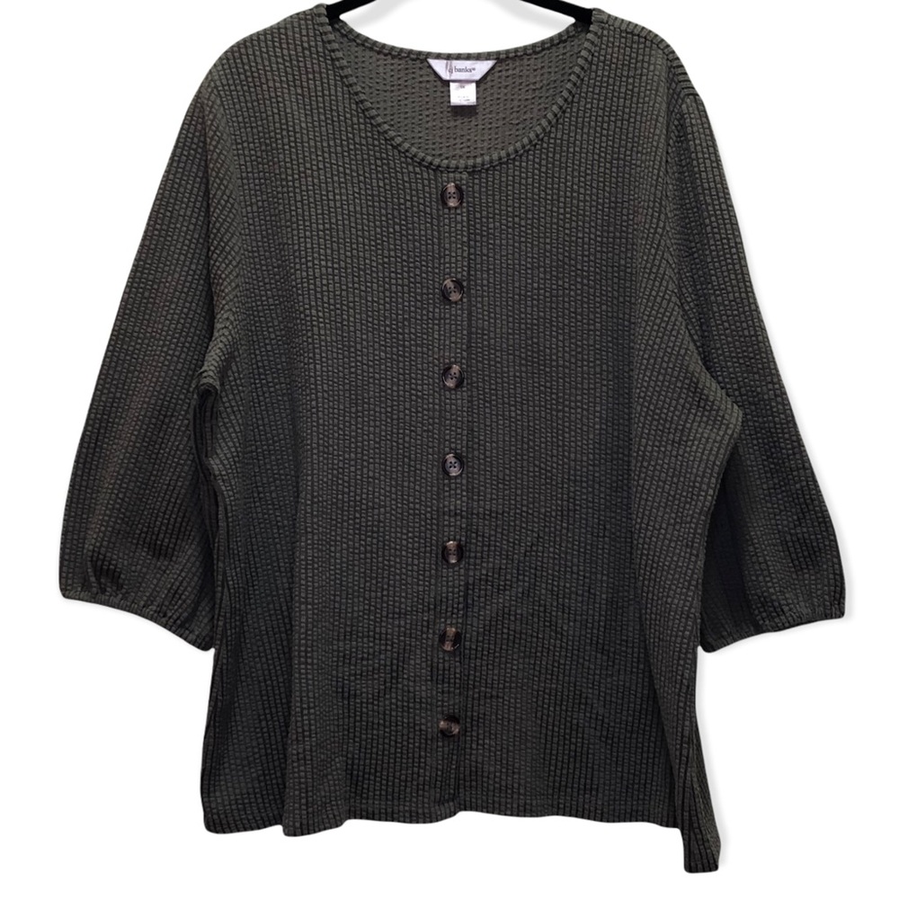 CJ Banks Green Knit Button Up Sweater in size 1X